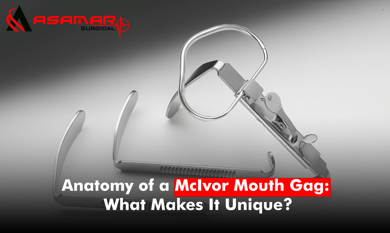 McIvor Mouth Gag with adjustable tongue blade, surgical stainless steel oral retractor for tonsil and throat procedures